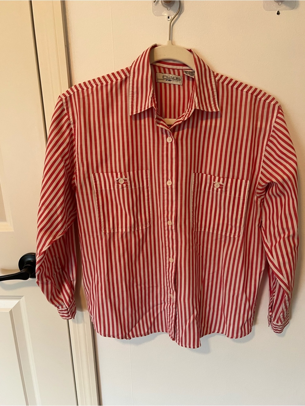 Vintage Red and White Stripe Button-Up Shirt